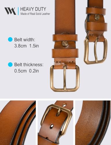 Image of WOLFANT Thicken Full Grain Leather Belt for Men,1.5 inch Italian Solid Leather | All-Day Comfy Heavy Duty Leather Belt for Casual, Work and Daily Wear