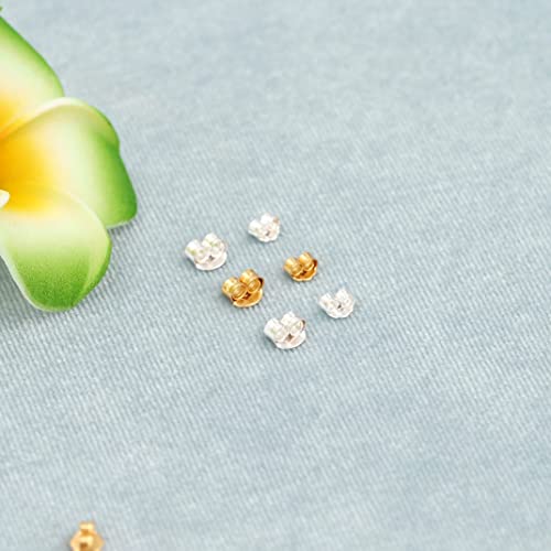 20Pcs/10Pair 18K Gold Plated Earring Backs For Studs, 925 Sterling Silver Earring Backs Replacements,No Fading Secure Hypoallergenic Secure Earring Backs (3.5X3.5X2Mm, Mix Color) #TOP5