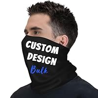 LHTB Custom Face Mask Reusable Personalized Customized Neck Gaiter, Breathable Bandana Face Mouth Cover for Women Men Bluk 45pcs