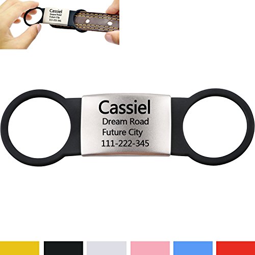 HOOSUN Pet Tags/Dog Tags/Customized Pet Name Tags/Dog ID tag/Personalized Engraved Pet Tag Made of Stainless Steel and Rubber