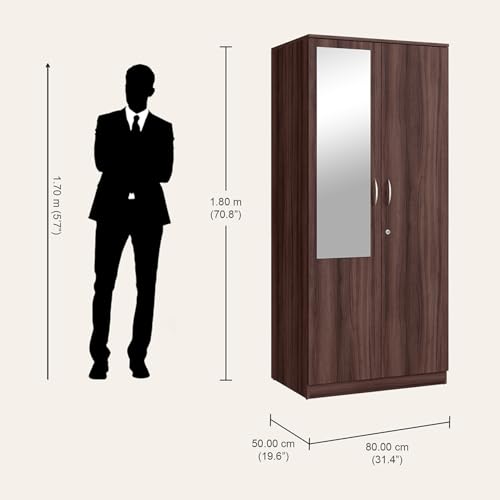 Image of Interio by Godrej Wardrobe, EWA 2-Door Engineered Wood Wardrobe with Mirror