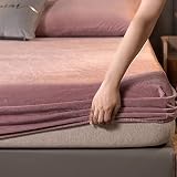 Nuoxuan Full Fitted Sheet,Crystal Velvet Solid Color Bed Sheet Set,Apartment Bedroom Single Double K
