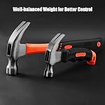 2 Piece Hammer Set,includes 1 Pack 8 OZ Mini Stubby Claw Hammer and 1 Pack 16 OZ Fiberglass General Purpose Claw Hammer,Soft Nonslip Handle & Heat Treated Head,Heavier for Higher Hardness - Image 2
