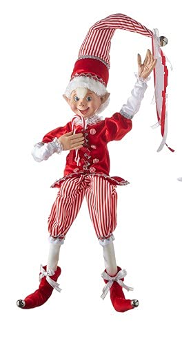 30" Posable Elf with Red Stripe Pants