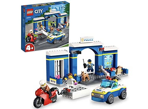 Lego City Police Station Chase 60370, Playset with Car Toy and Motorbike, Breakout Jail, 4 Minifigures and Dog Figure, Toys for Kids 4 Plus Years Old