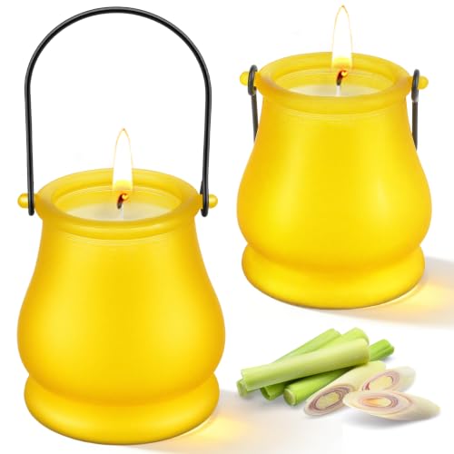 Citronella Candles Outdoor 2 Pack 20oz Soy Wax Large Citronella Candles 120 Hours Long Lasting Lemongrass Jar Candles Lantern for Patio Garden Camping Balcony Backyard Home Summer Gift