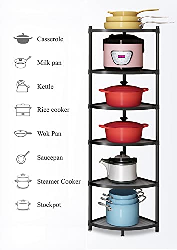 Zigama 6-Tier Kitchen Pot Rack, Cookware Stand Storage Organizer ，Multi-Layer Corner Shelf Stand Stainless Steel Shelves For Kitchen #TOP2