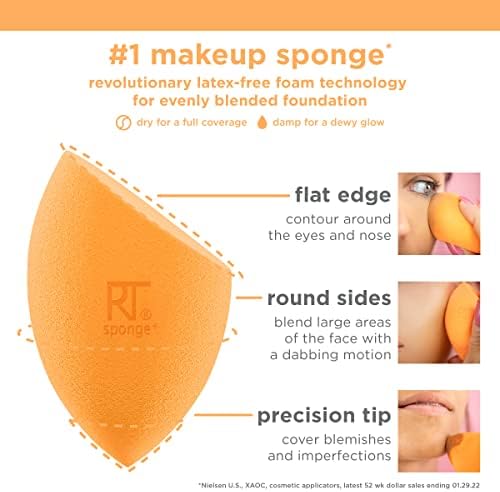 REAL TECHNIQUES,5 Count (Pack of 1) Everyday Essentials Makeup Brush Complete Face Set (Miracle Complexion Sponge, Expert Face, Blush, Setting and Deluxe Crease Brushes)