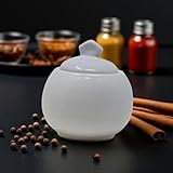 The Himalayan Goods Company Ceramic Sugar Pot Or Pickle Jar Spice Slat Container 275 Ml, White