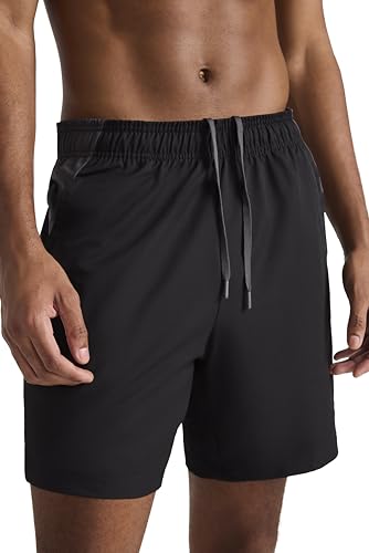 Reebok Men’s Warm Up Training 7” Short, Standard Fit, Lightweight Stretch Poly Woven Fabric, Black/Ebony, Large - image 3