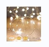 XINKAITE Waterproof LED Fairy String Lights Starry,Battery Operated String Lights no Timer for Indoor&Outdoor Decoration Wedding Christmas Holiday. (Warm White, 10Ft/2pc)