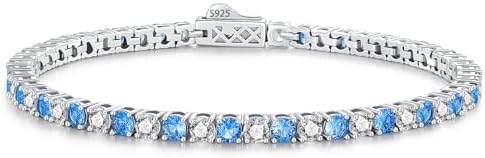 Birthstone Bracelets for Women Birthday Gifts 3mm Sterling Silver...