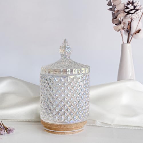 Support Qtip en verre éblouissant avec couvercle, lot de 2 boîtes de 10 et 700 ml