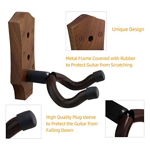 Rufsmaan 2 Pçs Guitarra Cabide De Parede Elegante Noz Preta Guitarra Montagem Na Parede Para Guitarr