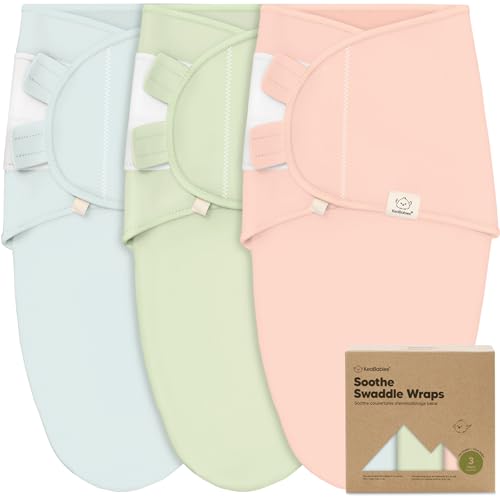 KeaBabies 3-Pack Bio Swaddle Schlafsack Baby – Pucksack Baby 0-3 monate für Neugeborene, Weich und Gemütlich Pucktuch Säuglinge fur Mädchen, Jungen, Babyschlafsack Neugeborene,Atmungsaktiv(Mellow)