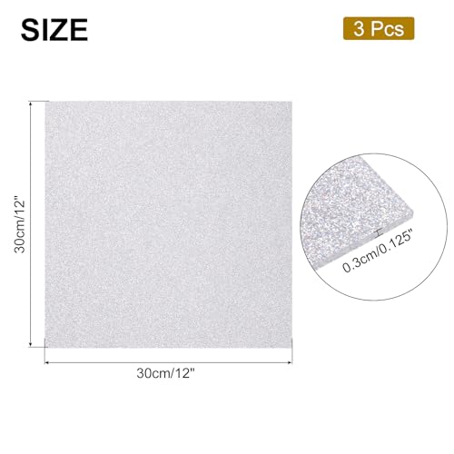 Image of MECCANIXITY 3Pcs Silver Glitter Acrylic Sheets 1 /8 inch Thickness 12 inch x 12 inch Glossy PMMA Fluorescent Plastic Sheets Extruded Translucent Blanks for DIY Art Crafting Laser Cutting & Engraving