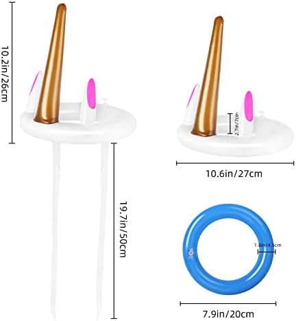 Inflatable Unicorn Ring Toss Game - Fowecelt Unicorn Party Games, Hoopla Games for Kids, Indoor Outdoor Garden Games, Unicorn Target Game with Throwing Rings for Birthday Themed Party
