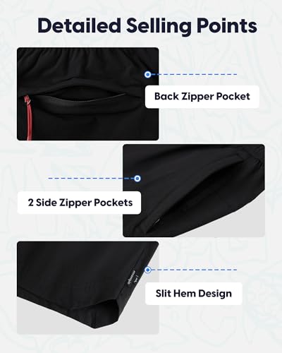 Image of maamgic Mens Swim Trunks 5 inch with Compression Liner Stretch Quick Dry Swim Shorts Swimming Trunks Bathing Suits