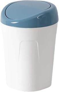 TOWINE Trash Can Plastic Airtight Trash Can with Rocker Lid Removable Wastebasket for Home and Office Recycling Bin Trash Bin for Home Office Space-Saving (Color : Blue, Size : Large)