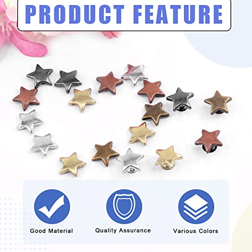 Rivets étoile en métal multicolores pour customiser vos vêtements et maroquinerie