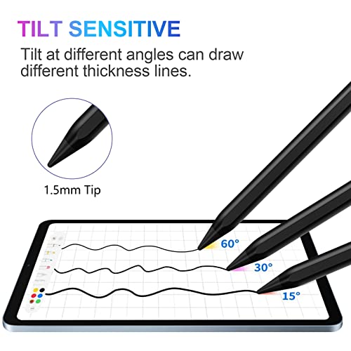 Image of Stylus Pen for iPad 2018-2023 with Palm Rejection, Active Pencil for iPad 10th /9th /8th /7th /6th Generation, for iPad Pro 11 /12.9 inch, for iPad Air 5th /4th /3th Gen, for iPad Mini 6th /5th Gen (Black)
