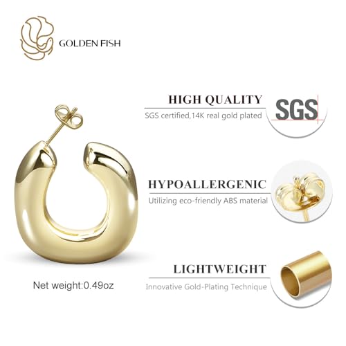 14K Gold Earrings for Women Thick Chunky and Lightweight Gold Hoop Earrings Trendy Gold Jewelry Star Jewelry3