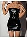 SHENHE Women's Sexy Faux Leather Tube Dress Lace Up Strapless Bodycon Party Club Mini Dress Black Medium