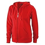 Kängurutasche James & Nicholson Kapuzen-Jacke aus formbeständiger Sweat-Qualität (XXL, red)