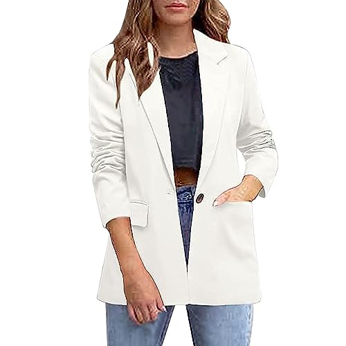 Nidddiv Jasjes voor dames, effen, slim fit, revers, korte jassen met zakken, 3/4 mouwen, fomal overjas voor kantoor, bedrijf, werk, bovenkleding, lichtgewicht, herfst, dun, eenvoudig jack