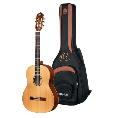 Ortega Guitars Konzert Gitarre Linkshänder – 4/4, Slim Neck – Family Series Pro – Inklusive Gig Bag – Massive Kanadische Rotzeder, Mahagoni, Natur (R131SN-L)