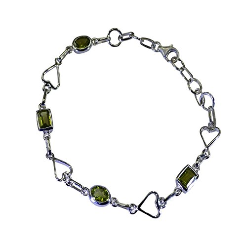 Bracelet Péridot pour Femmes le Cadeau Idéal en Argent Sterling et Ressort