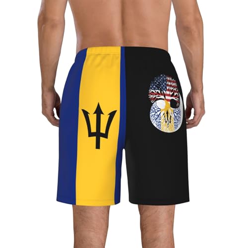 Men's Vintage America Barbadians Barbados Tree Flag Board Shorts Swim Trunks4