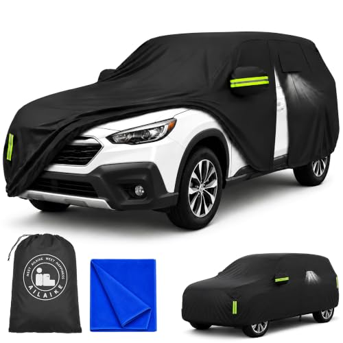 Image of Car Cover All Weather Custom Fit for Outback Waterproof 10 Layers 210T Full Cover Universal Heavy Duty Sun UV Rain Hail Protection with Driver Door Zipper Breathable Vents.