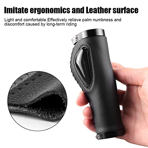 2 Pcs Bike Handle Grips Pu Leather Bicycle Grips Sleeve Silicone Shock Grips Double Locking Handlebar Grips For Mountain Mtb Mbx Bike Electric Scooter (Black) #TOP5