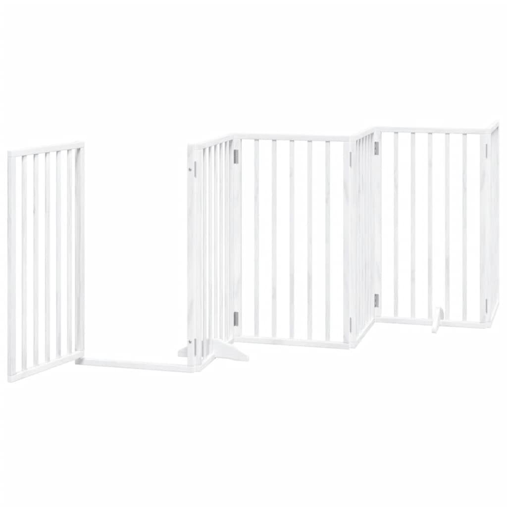 Homgoday Barrera para Perros,Barrera de Seguridad para Perros Mascotas,para Escaleras y Puertas Puerta de Perros Plegable 12 Paneles Madera álamo Blanca 600 cm