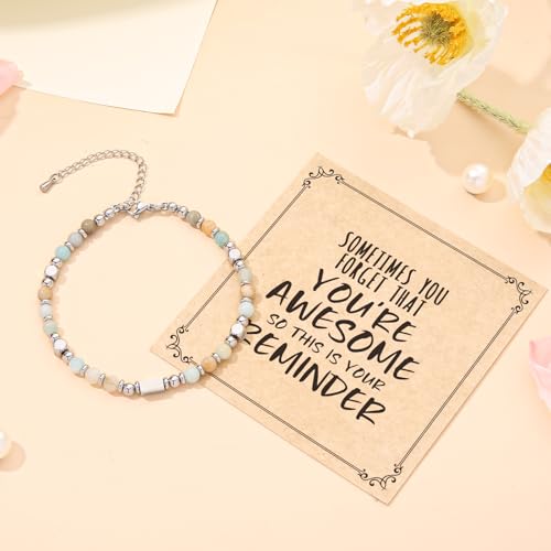 Desimtion Healing Natural Stone Bracelets for Women Girls, Sometimes You Forget You're Awesome -Inspirational Gifts for Women Teen Girls, Best Friend Birthday Gifts for Women Friendship Bracelets4