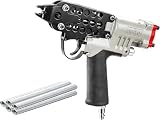 meite SC760S-I2 Pneumatic Hog Ring Gun with 1000PCS 16GA Hog Rings, 16 Gauge 1/2' Crown Hog Ring Pliers, 2.6-3.6 mm Closure, Short Magazine Lightweight Air C Ringer Pliers for Bag Closing