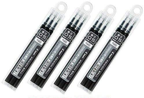 Pilot FriXion Erasable Gel Ink Ballpoint Pen Refill 0.5mm Black Ink, 3pcs x 4 Pack (Total 12pcs Refills) Value Set