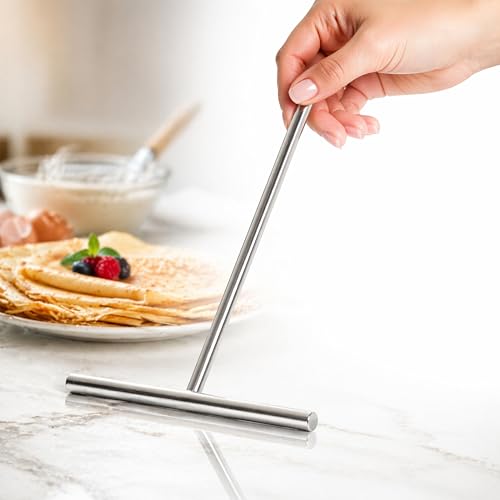 Répartiteur de pâte à crêpes en acier inoxydable, tête 18 cm, manche 20 cm — spatule crêpière pour crêpes, pancakes et palatschinken, inox alimentaire