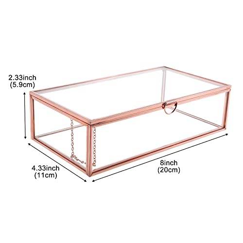 Highfree Vintage Pink Glass Lidded Box, Decorative Jewelry Keepsake Display Organizer, Clear Rectangle Box, Rings Bracelet Organizer For Wedding Birthday Party (Pink) #TOP1