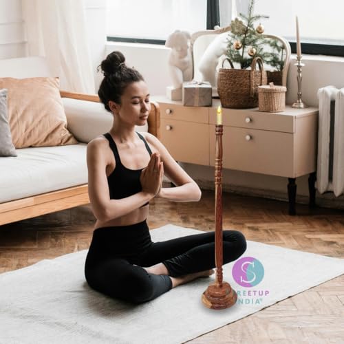 Image of Streetup India Wooden Trataka Candle Stand for Third Eye Opening Meditation with Adjustable Height
