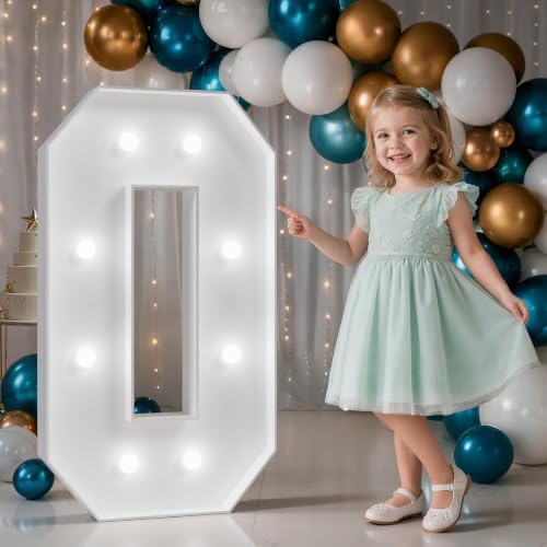 Image of Marquee Numbers 3 Feet Tall, Cool White Light Up Numbers 0 for Party