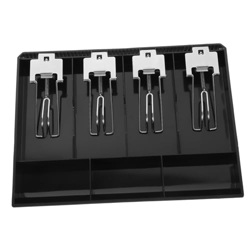 NUOBESTY Cash Register Tray Insert with Clip Portable Money Drawer Organizer for Supermarkets and Retail Material Multi-Compartment Storage for Coins and Bills Black Color