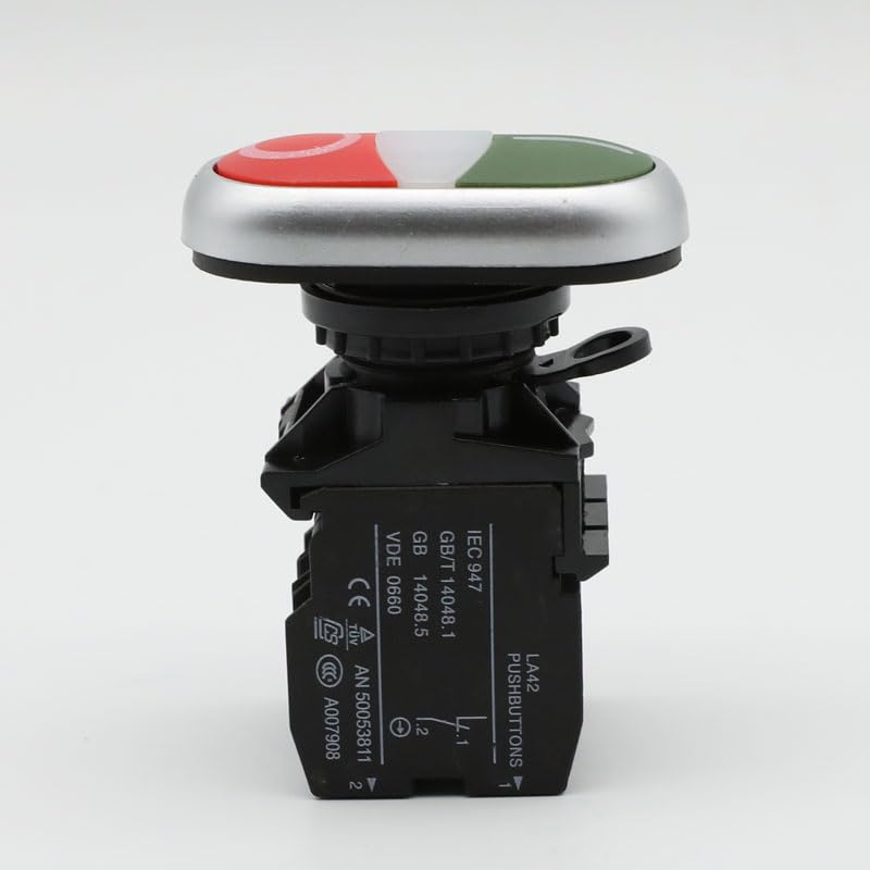 Interrupteur double tête 22mm lumineux à rappel LAK42 220V - 3