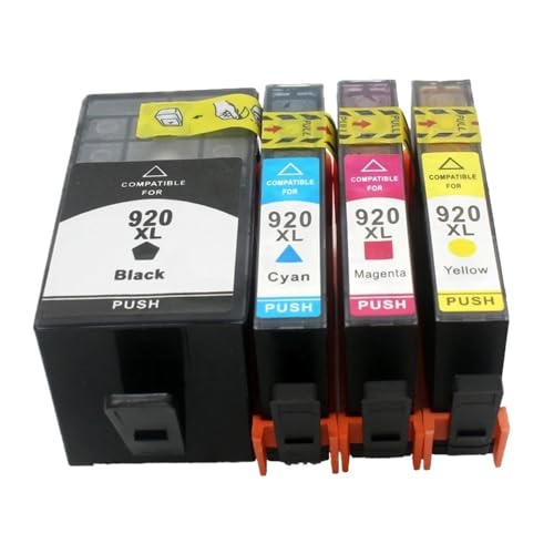ELUPNMF Cartuchos de Tinta compatibles con Capacidad 4PK 920 XL para impresoras Officejet 6000 6500 Wireless 6500A 7000 7500 7500A con Chip