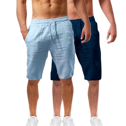 Short en lin homme coupe ample anti-transpiration pour l'été