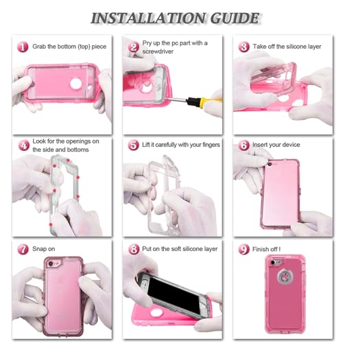 Coque Rigide Armor iPhone 14 Pro Transparente Coque Protection Bumper Rouge Luxe - 6