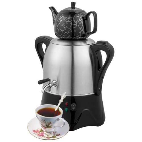 Vituord Tetera Turca Eléctrica, Hervidor De Agua, Tetera De Acero Inoxidable De 3L, Tetera De Cerámica De 1L, con Función para Mantener Caliente, Ideal para Café Y Té Aromatizado