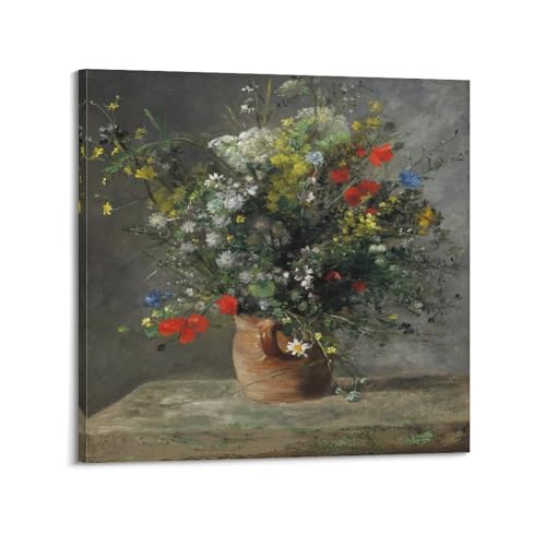 Impression sur toile Fleurs dans un vase vert Renoir 50x50 cm décoration murale