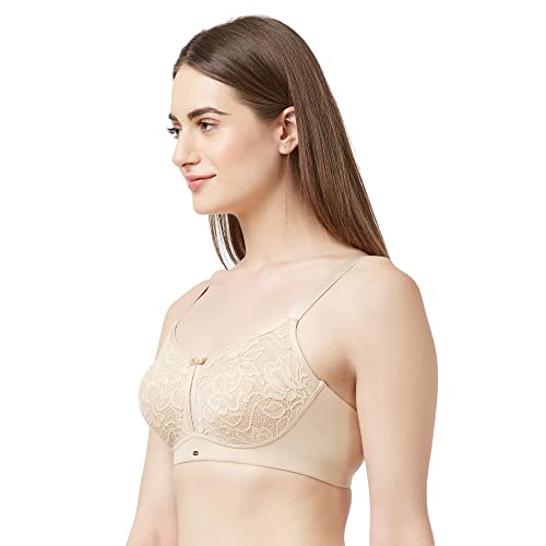 Image of SOIE Women Non Padded Non-Wired Full Coverage Minimizer Lace Bra